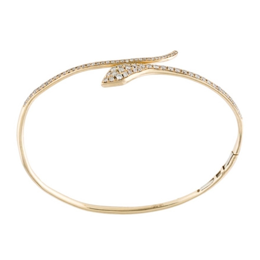 14K Yellow Gold Hinge Bracelet with Snake Motif - Picture 3 of 3